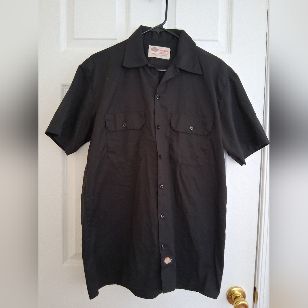 Dickies Men’s Black Short-Sleeve Button-Down Work Shirt Medium